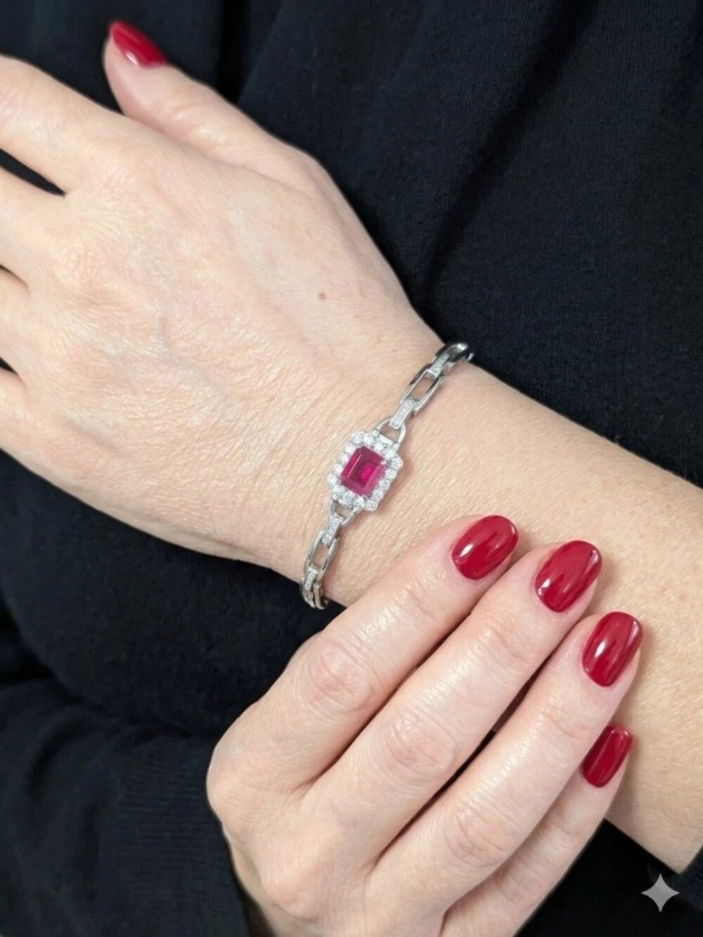 Ruby With CZ in Silver 925 Bangle